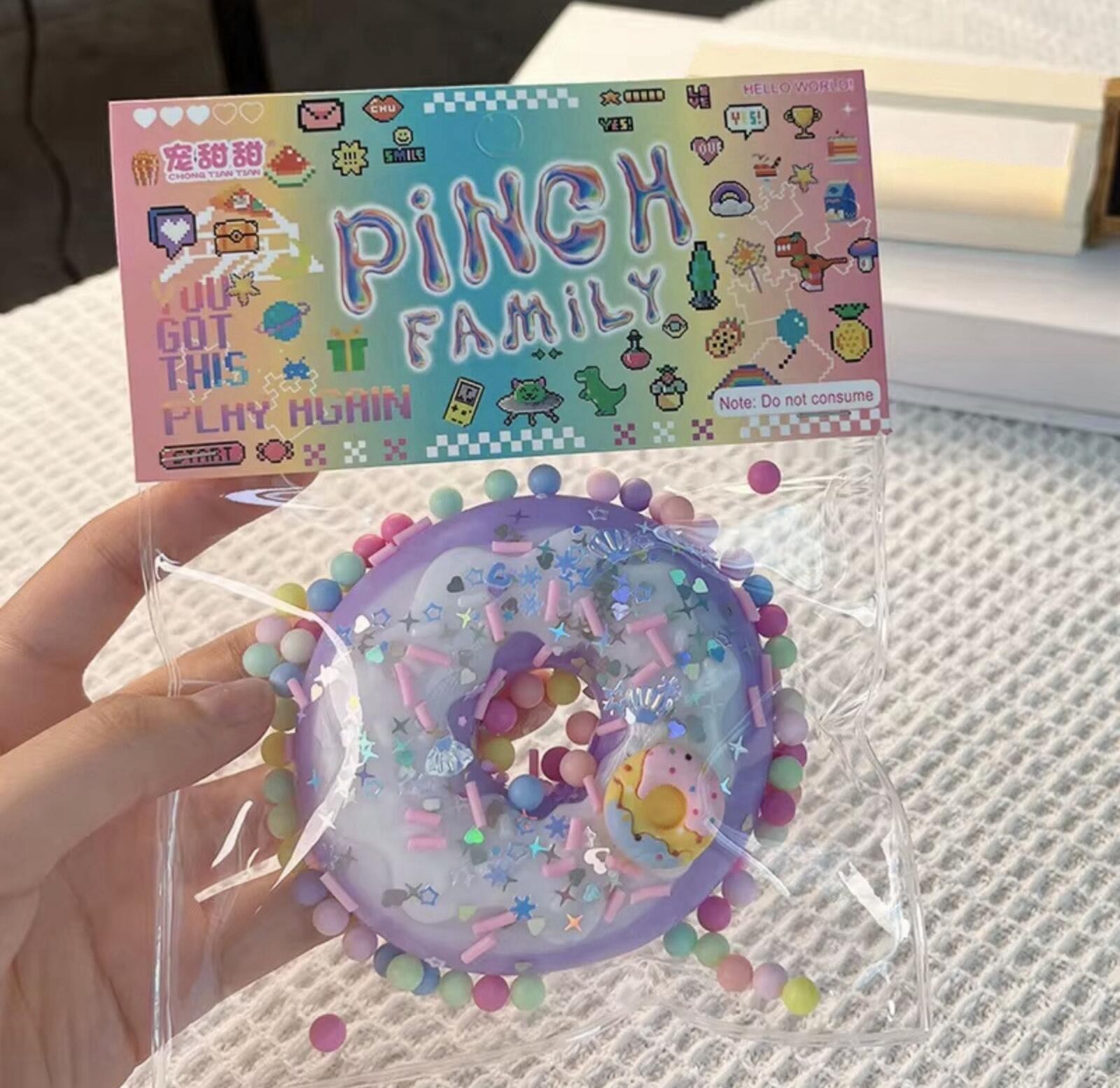 Lot of 6 Pink Taba Donut Squishy Sensory Toy Pastel Stress Relief