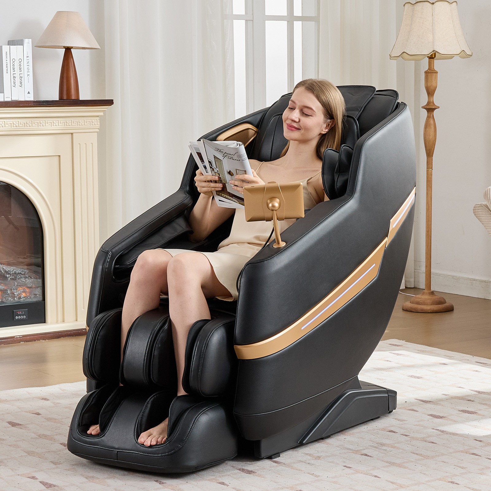 Black Full Body Zero Gravity Massage Chair Recliner Shiatsu,Heating,Foot Roller