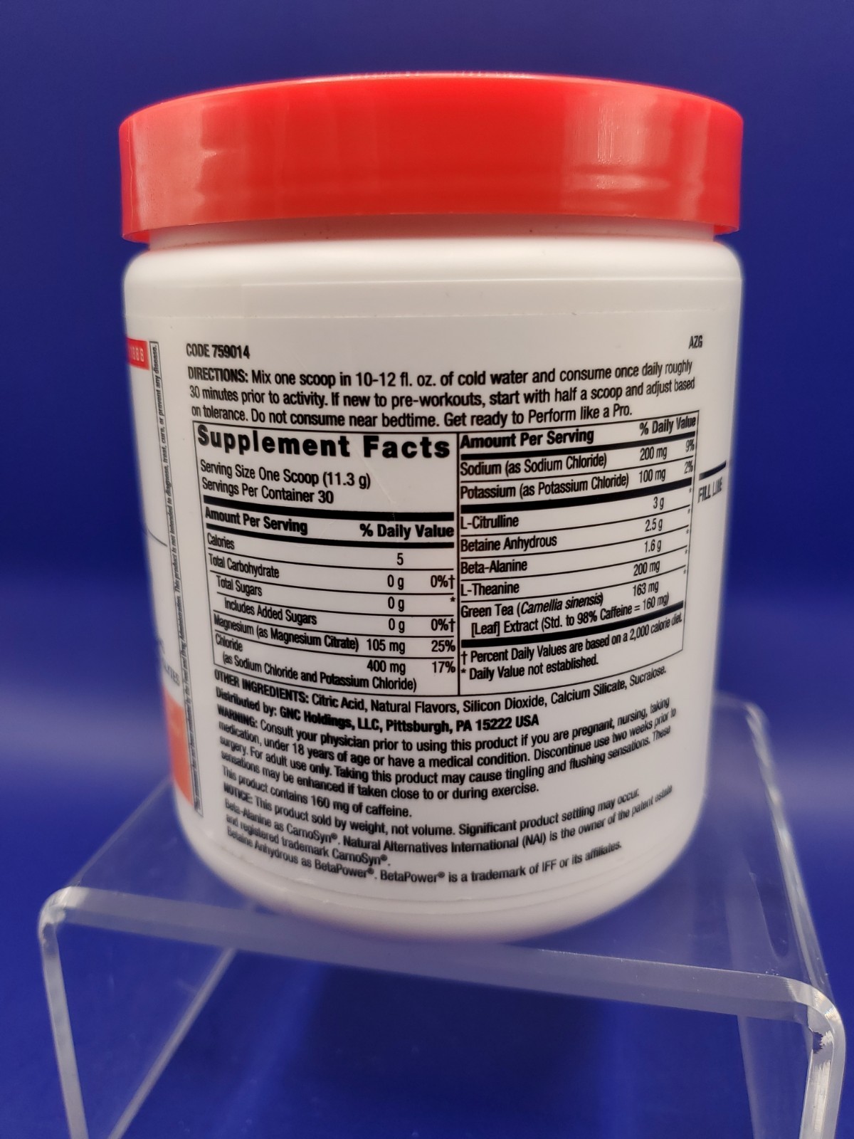 GNC PRO pre-workout tropical fruit punch Powder 30 Servings 11.96oz Exp 10/26