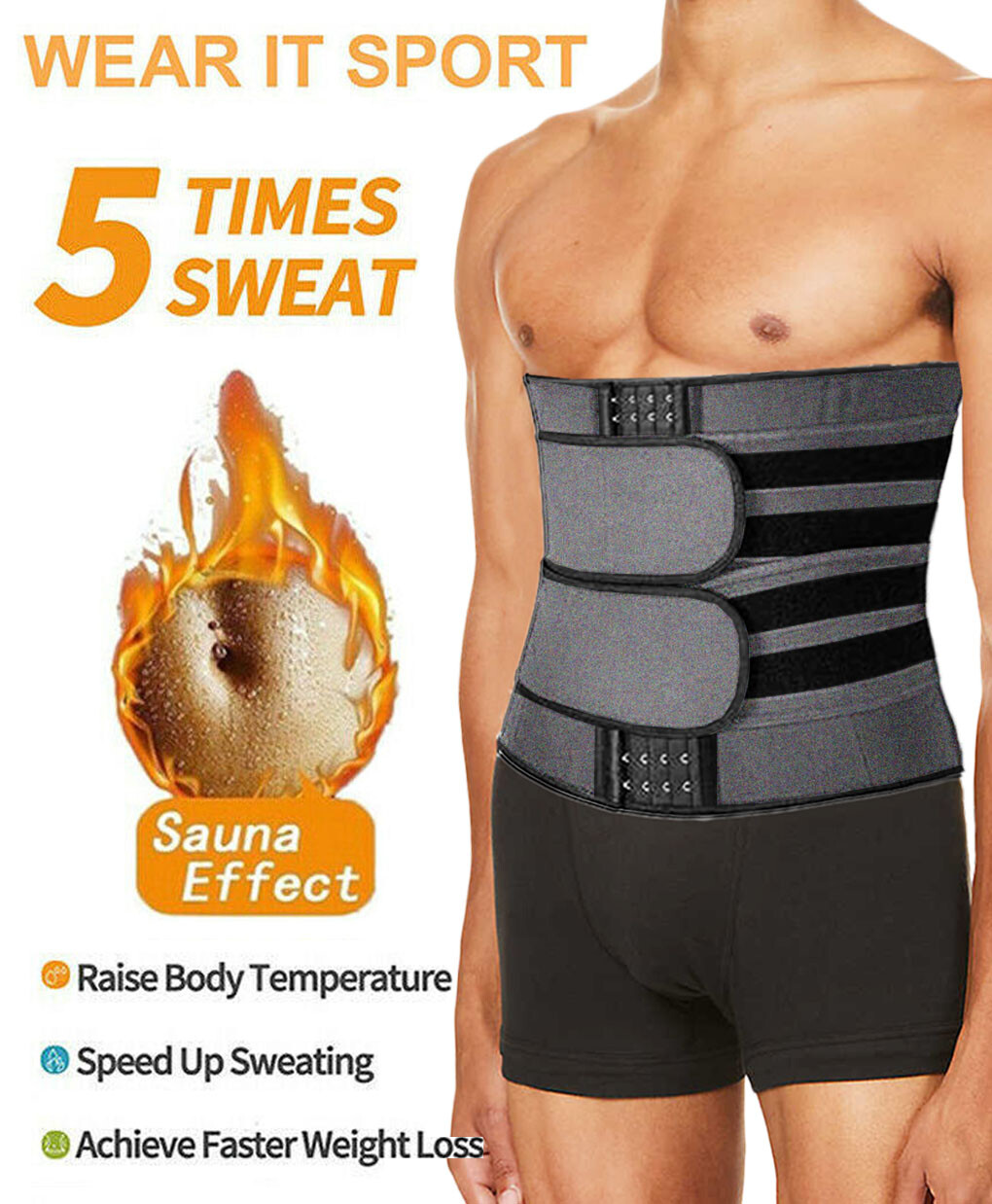 Waist Trimmer Belt – Neoprene Waste Trainer Hot Sweat Band for Workout Belt USA