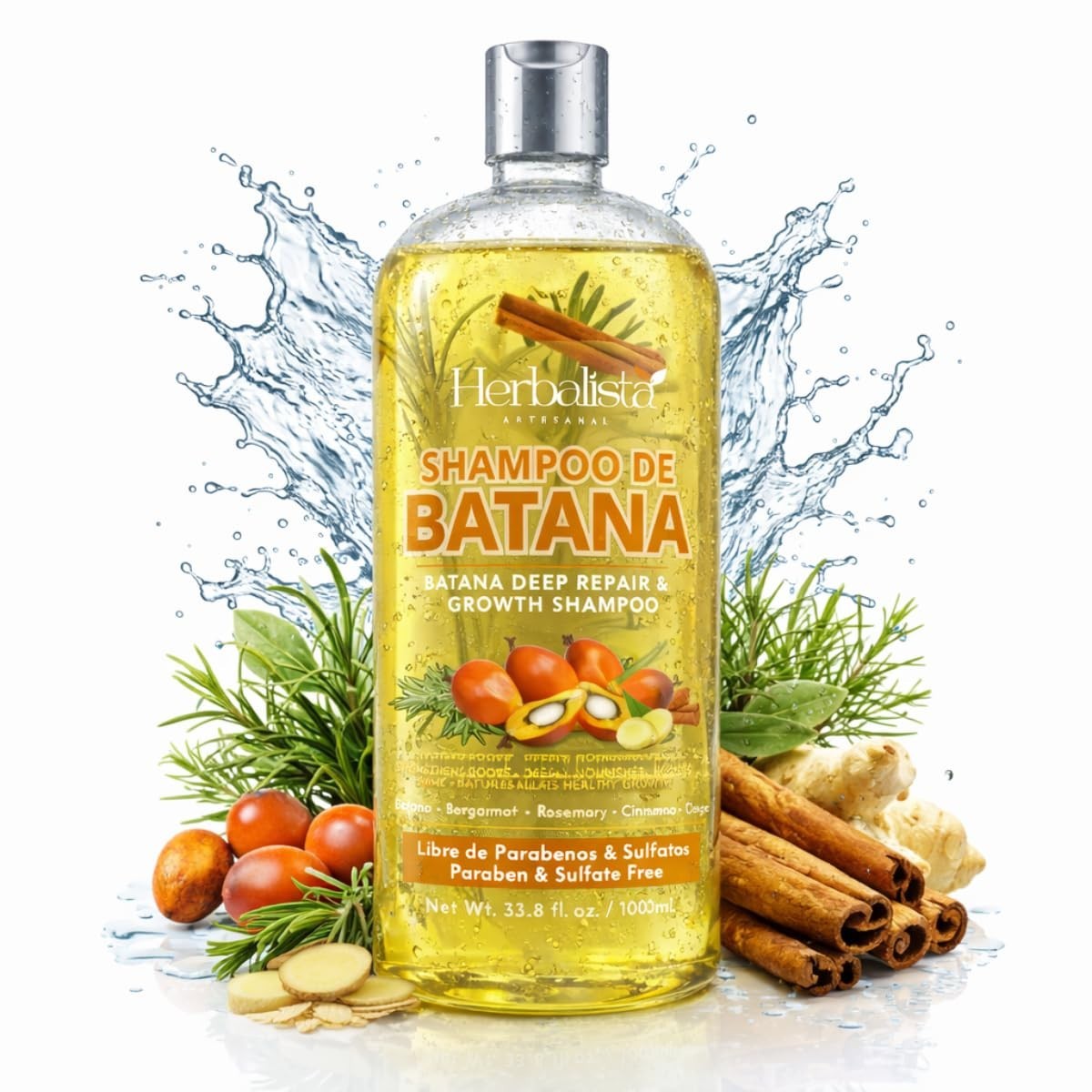 1,000ML Batana Shampoo (1 Liter) – Botanical Deep Repair Formula with Real Ba
