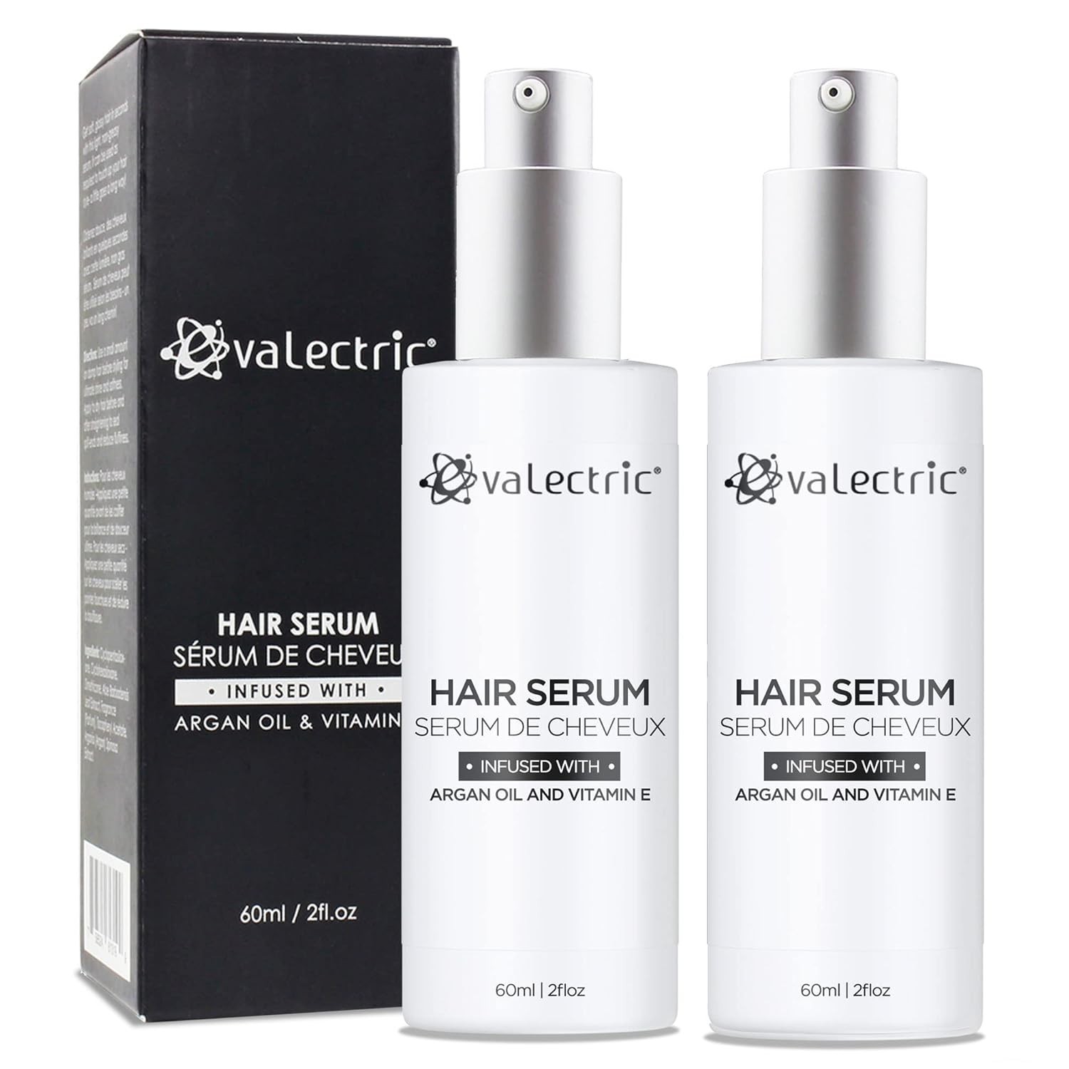 Evalectric Argan Oil Hair Serum – For Dry, Damaged, Frizzy Hair – 2 Floz – 2pack