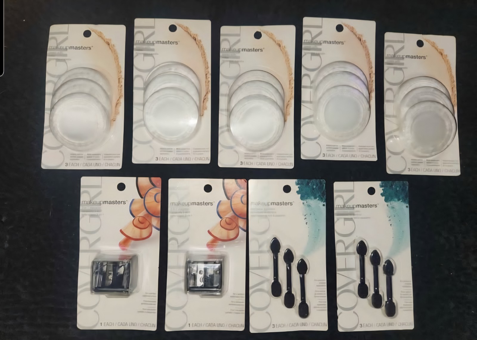 Covergirl Beauty Applicators Lot~Powder PUFFS, 3-in-1 Sharpeners & Eyeshadow App