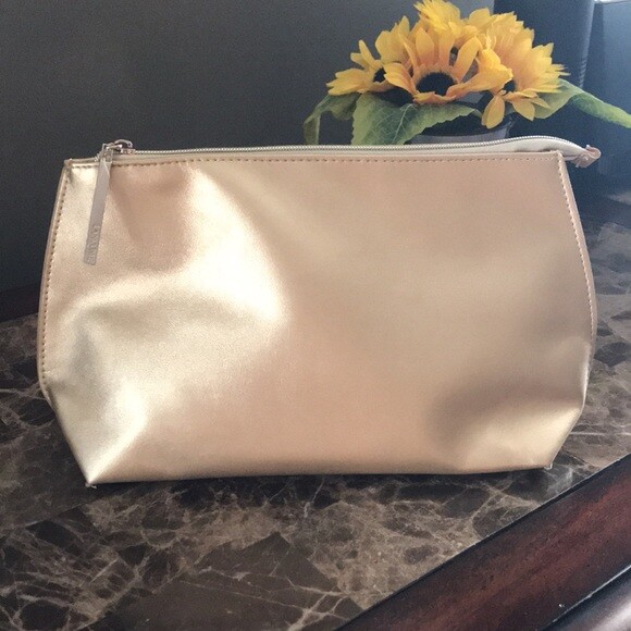 Lancome Beautiful Shimmery Gold Makeup Cosmetic bag