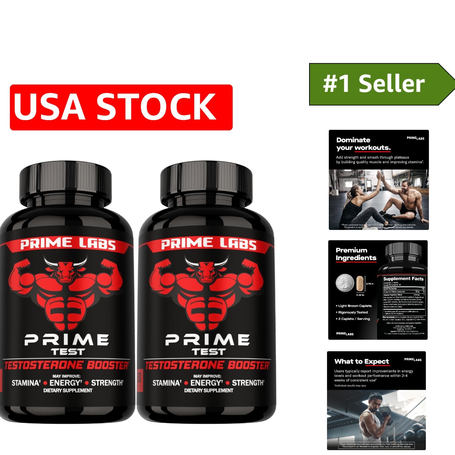 2-Pack Prime Energy & Stamina Booster for Men – 120 Keto Caplets