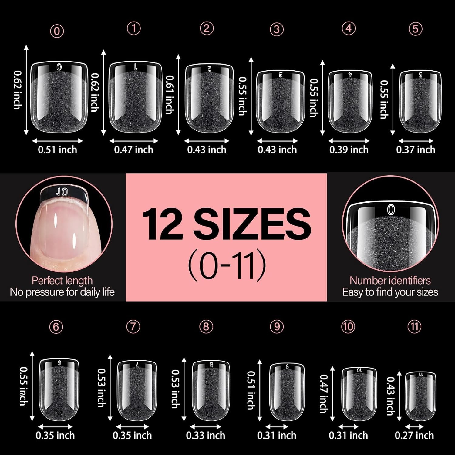 AILLSA Extra Short Square Nail Tips Soft Gel Full Cover Half Matte Nail Tips