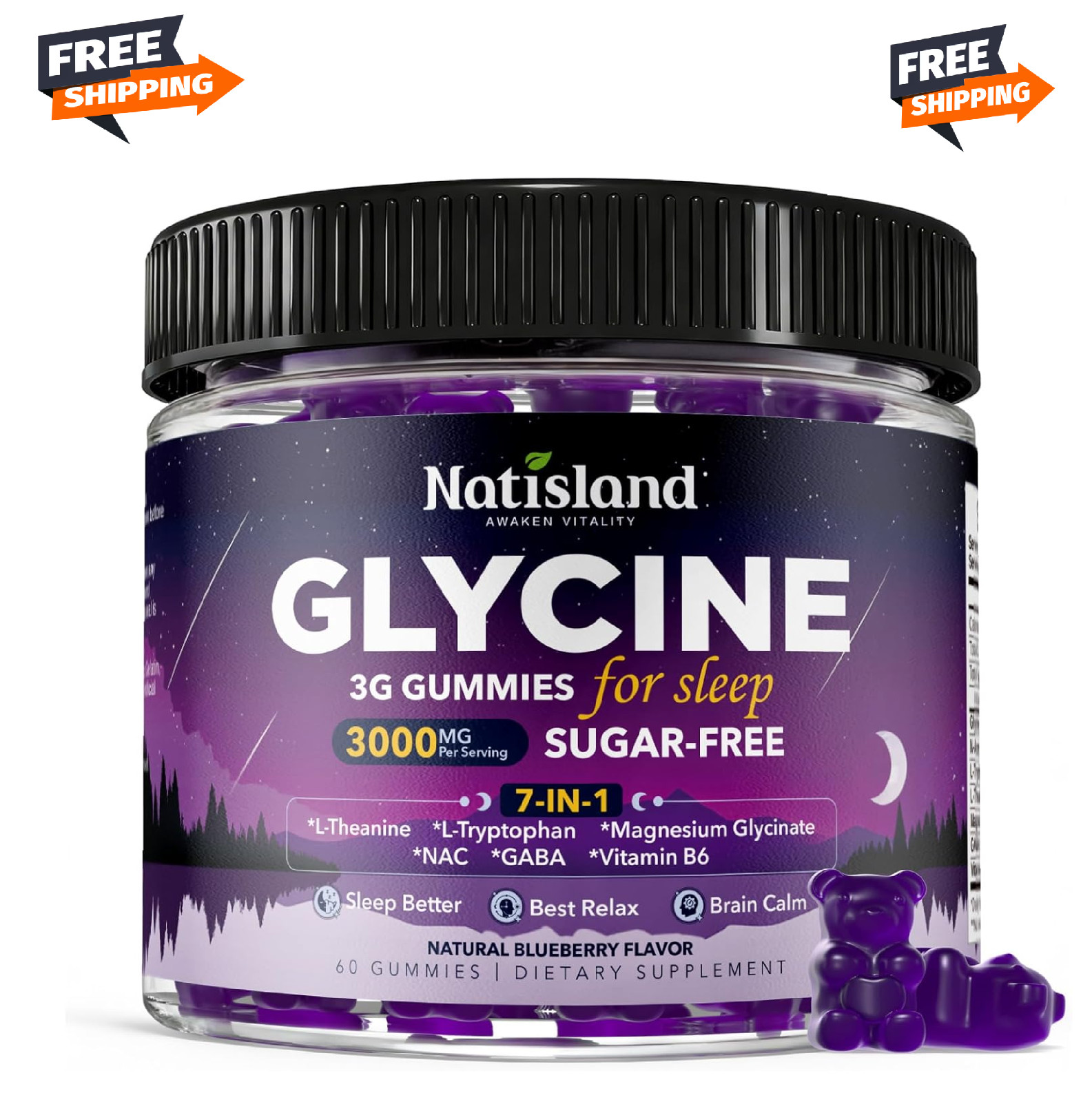 Glycine Gummies for Sleep, Glycine 3g Supplements with NAC, Magnesium Glycina…