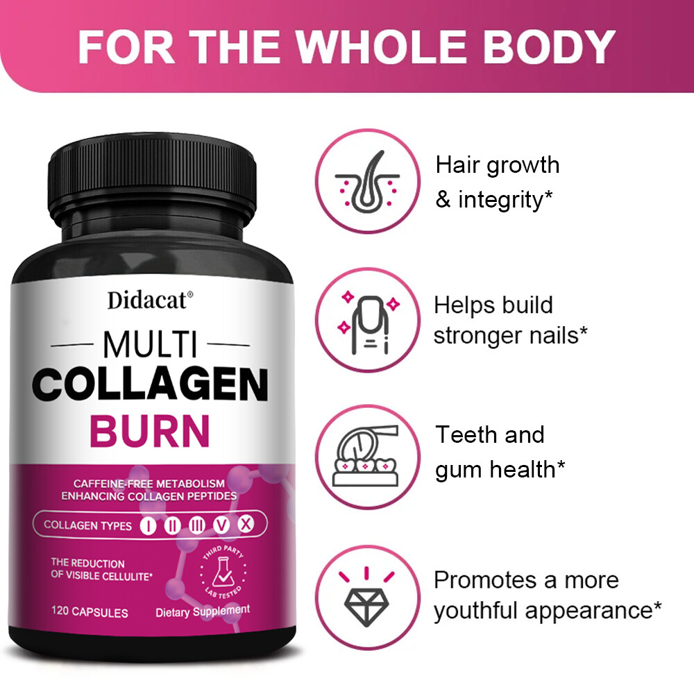 Multi Collagen Burn Capsules for Weight Loss – Hydrolyzed Collagen Peptides