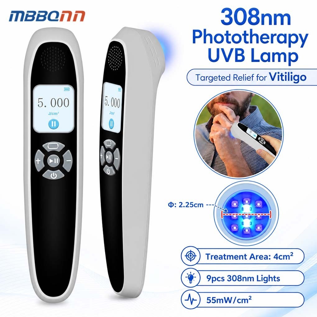 9 Diodes 308nm UVB Phototherapy Lamp 55mW/cm2 Portable Narrowband Skin Care Home