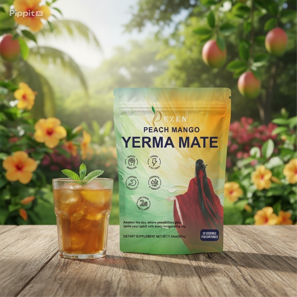 DEZEN Yerba Mate Tea Peach Mango | Herbal Tea | Natural Fruit Tea 30 Servings