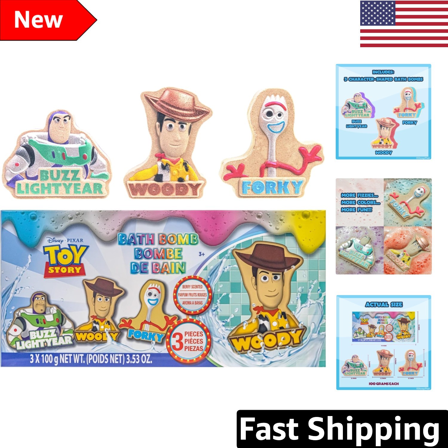 Enchanting Toy Story Bath Bombs – Colorful Fizzing Fun for Ages 3+, Berry Scent!
