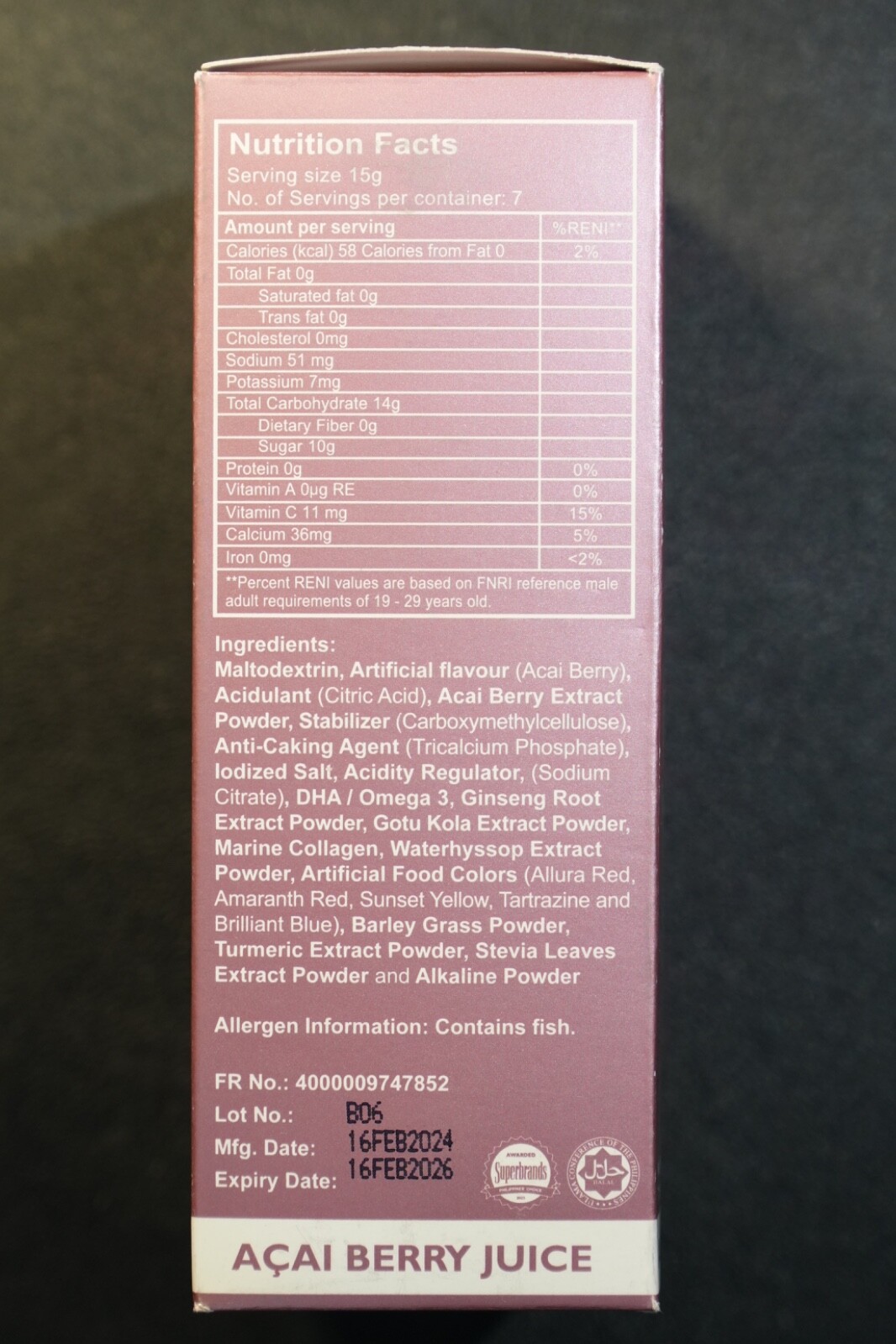 IAM Amazing Açaí Berry Extract – With Collagen & Bacopa | 7 Sachets | 105g Drink