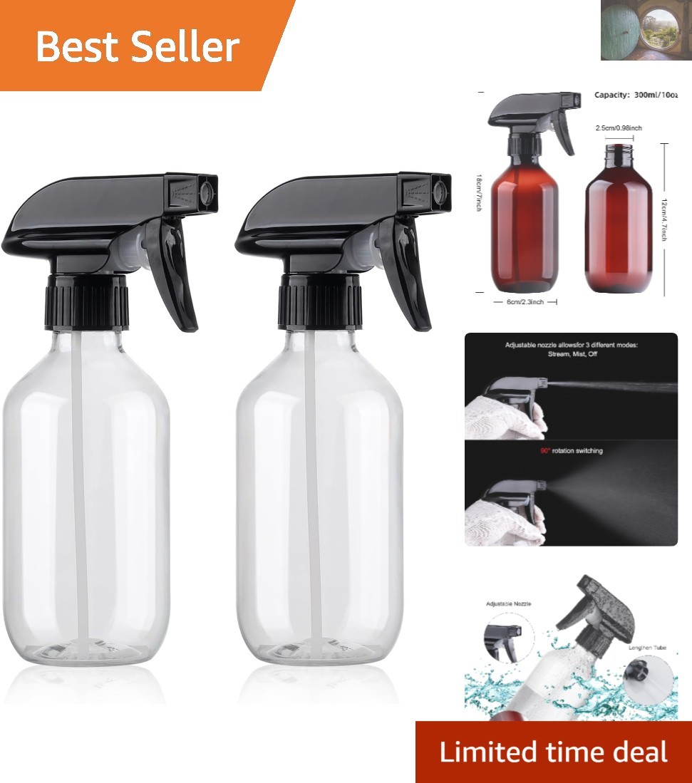 2-Pack 10 oz BPA-Free Spray Bottles with Adjustable Nozzle – Perfect for Home