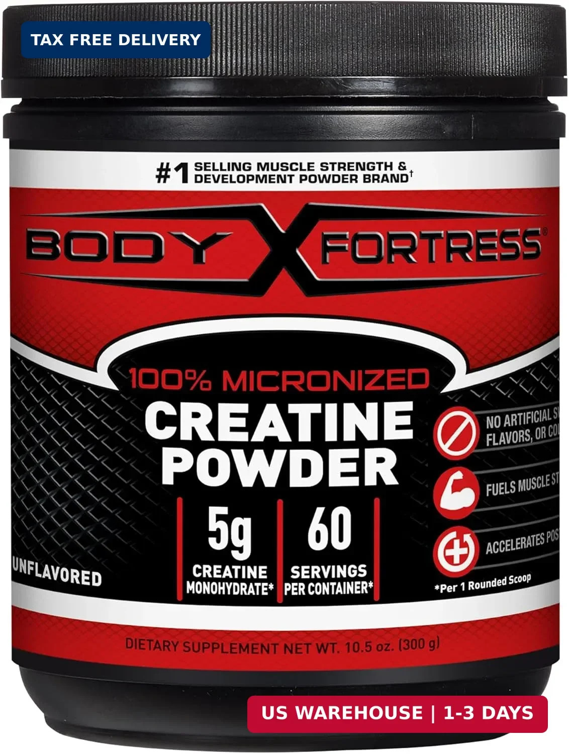 Body Fortress 100% Creatine Monohydrate Powder – Unflavored Micronized Creatine