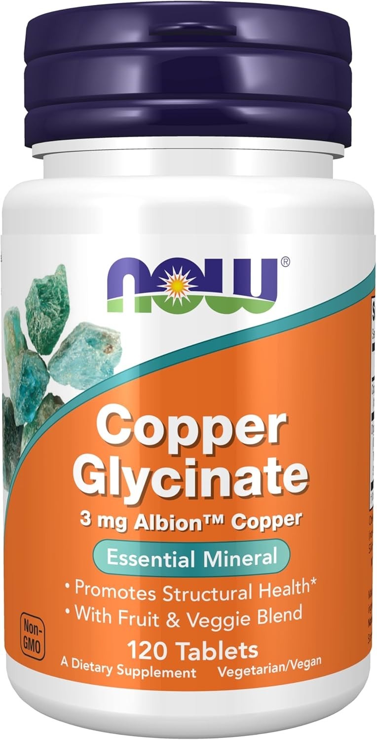 NOW Foods Copper Glycinate 3mg 120ct – Essential Mineral Supplement Health