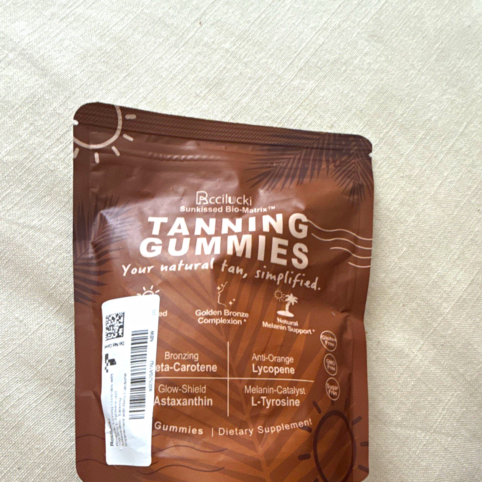 Bacilucki Tanning Gummies Vegan Halal Gluten-Free Sugar-Free 60 Exp 4/19/28