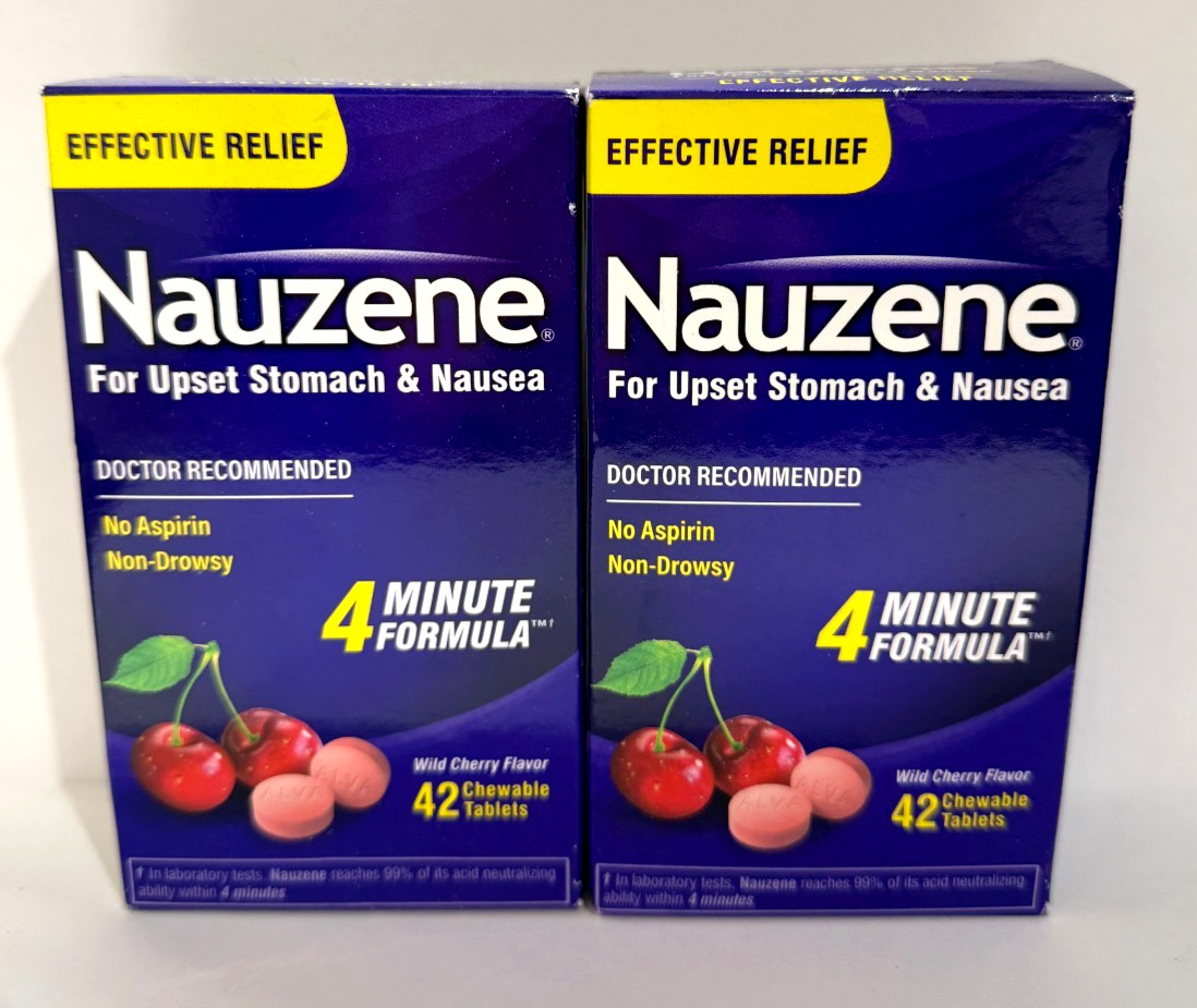 Nauzene Chewable Tablets Nausea Relief 42 ct (2 Pack) Exp 03/2027