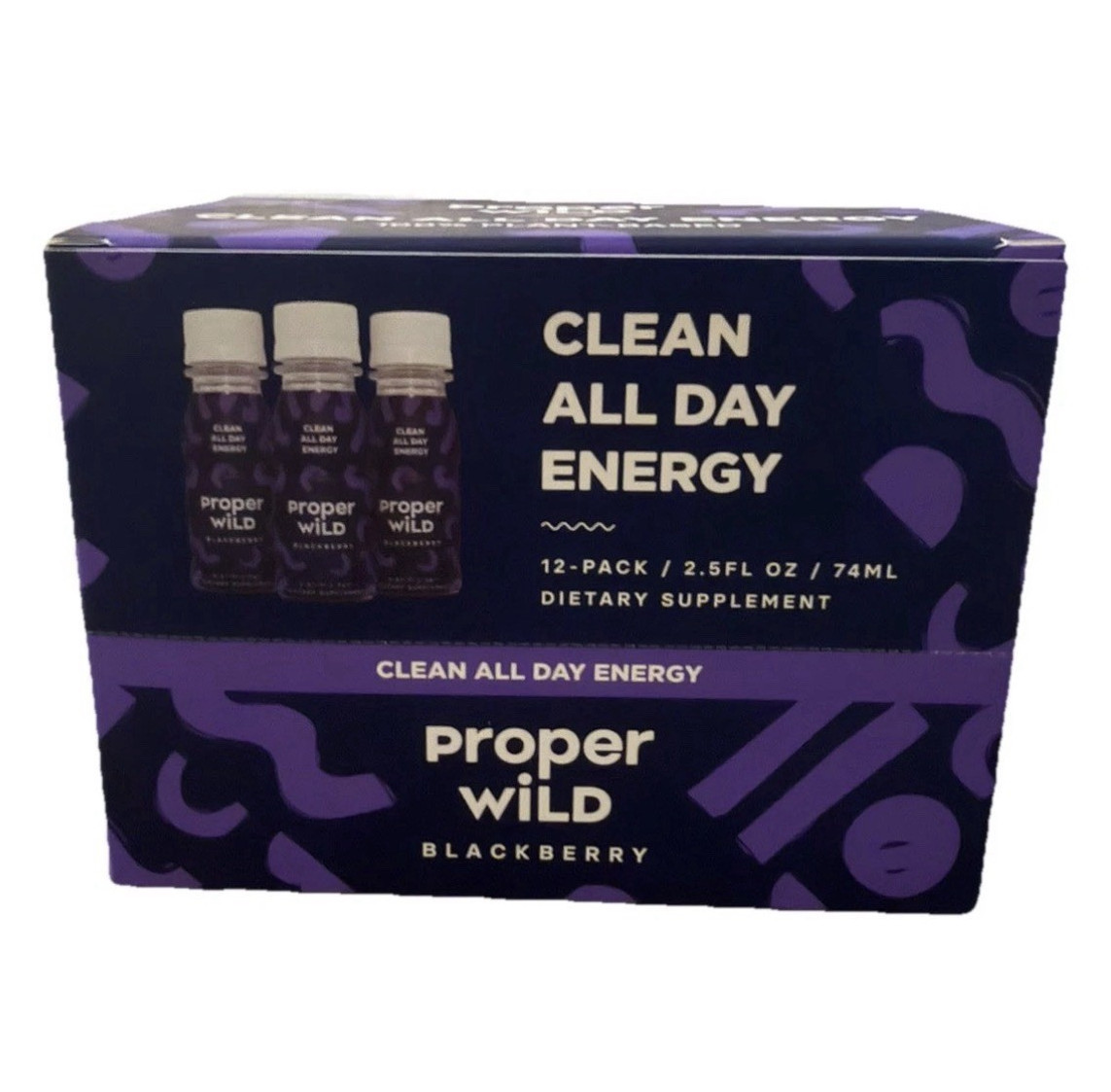 Proper Wild Clean All Day Energy Shots Caffeine+L-Theanine Blackberry 12×2.5oz