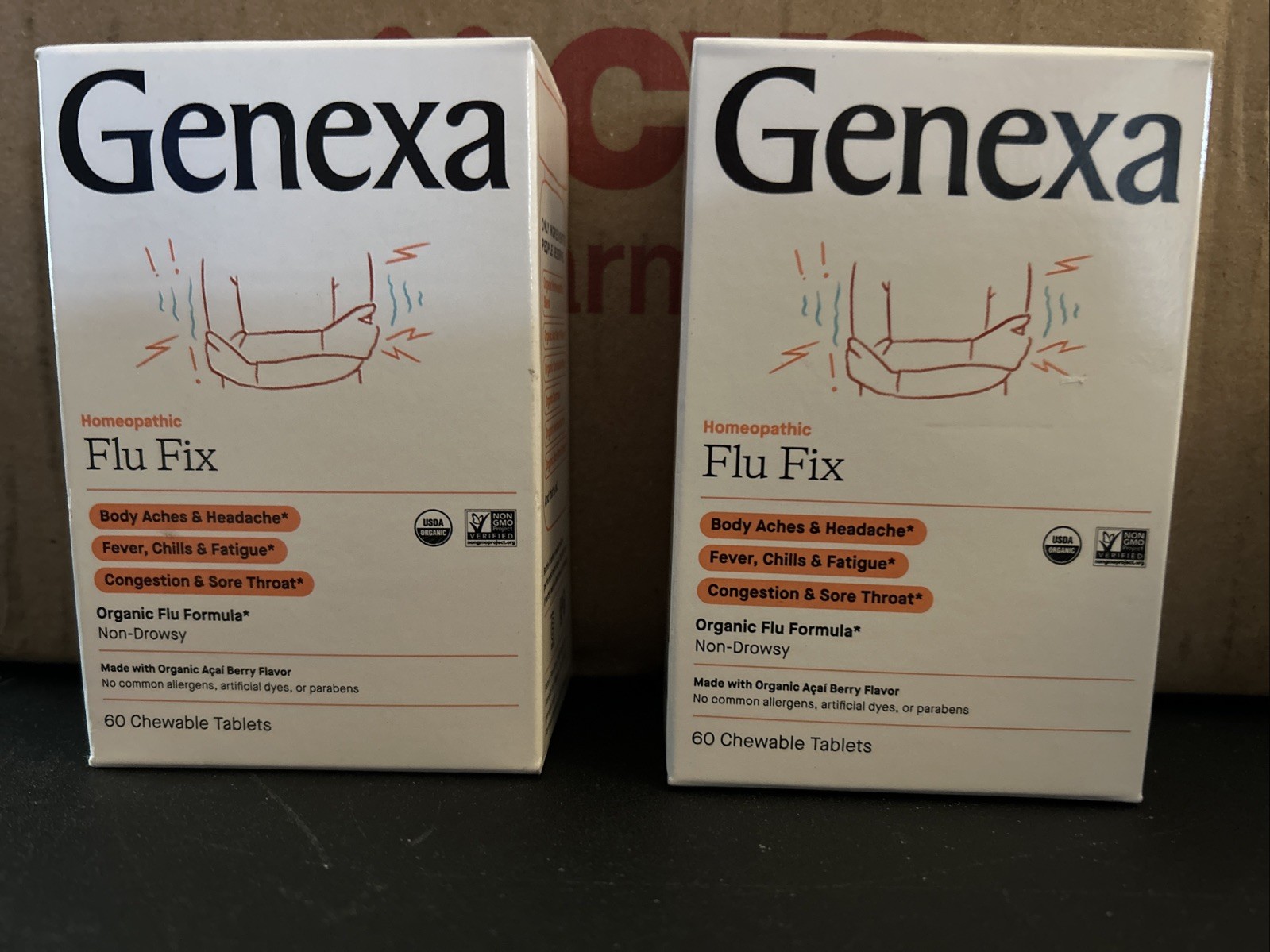 Genexa Homeopathic Flu Fix Organic Formula Non-Drowsy 60 Chewable Tablets – 2 PK