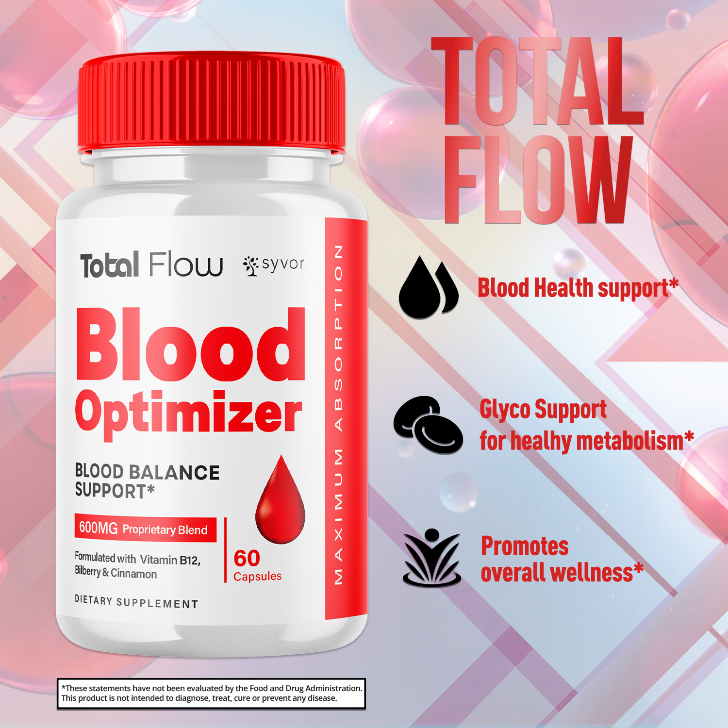 (5 Pack) Total Flow Blood Optimizer Advanced Support Glycogen Vitamin 300 Caps