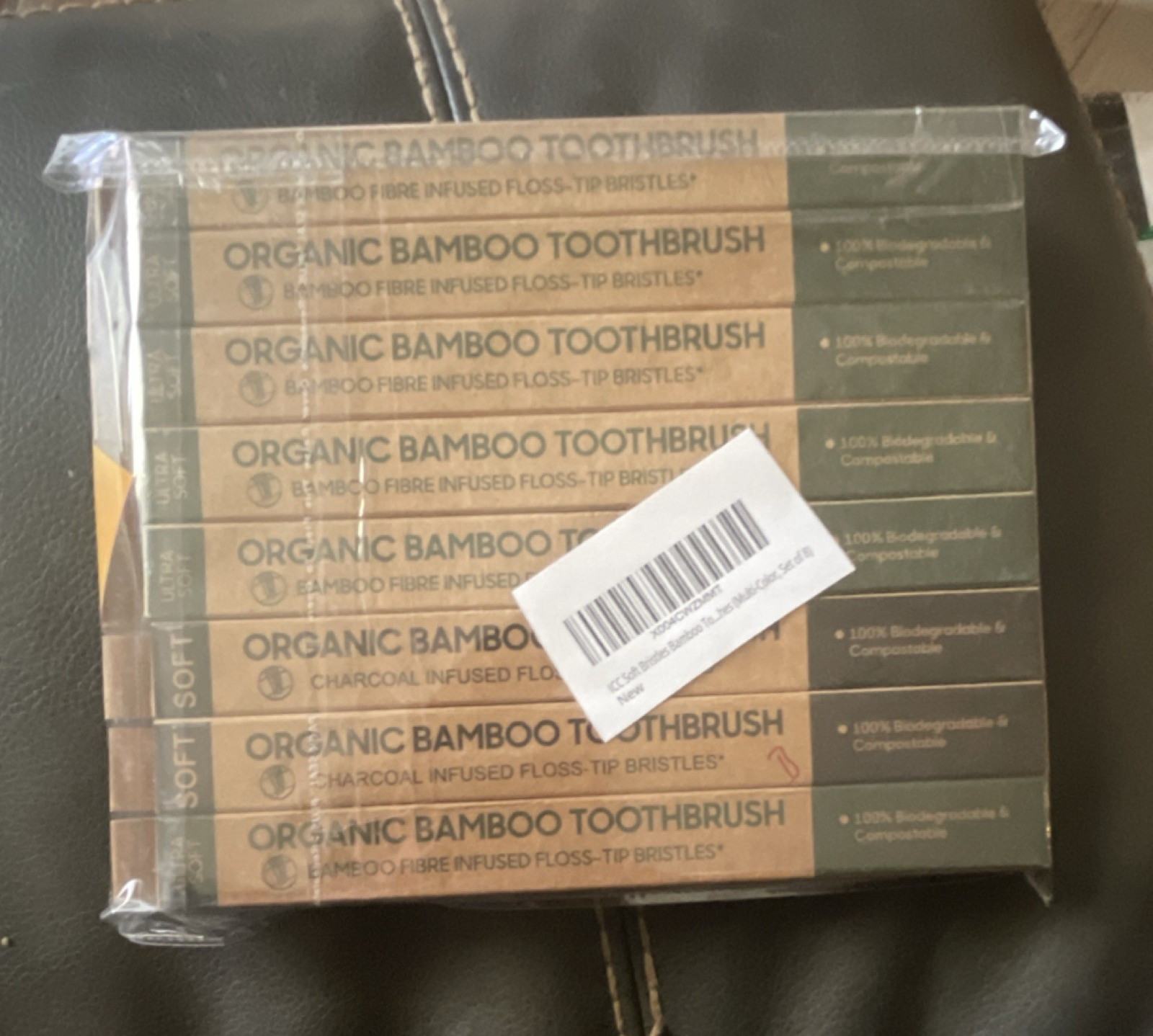 Bamboo Toothbrush Pack Soft Bristles Charcoal Fiber Biodegradable
