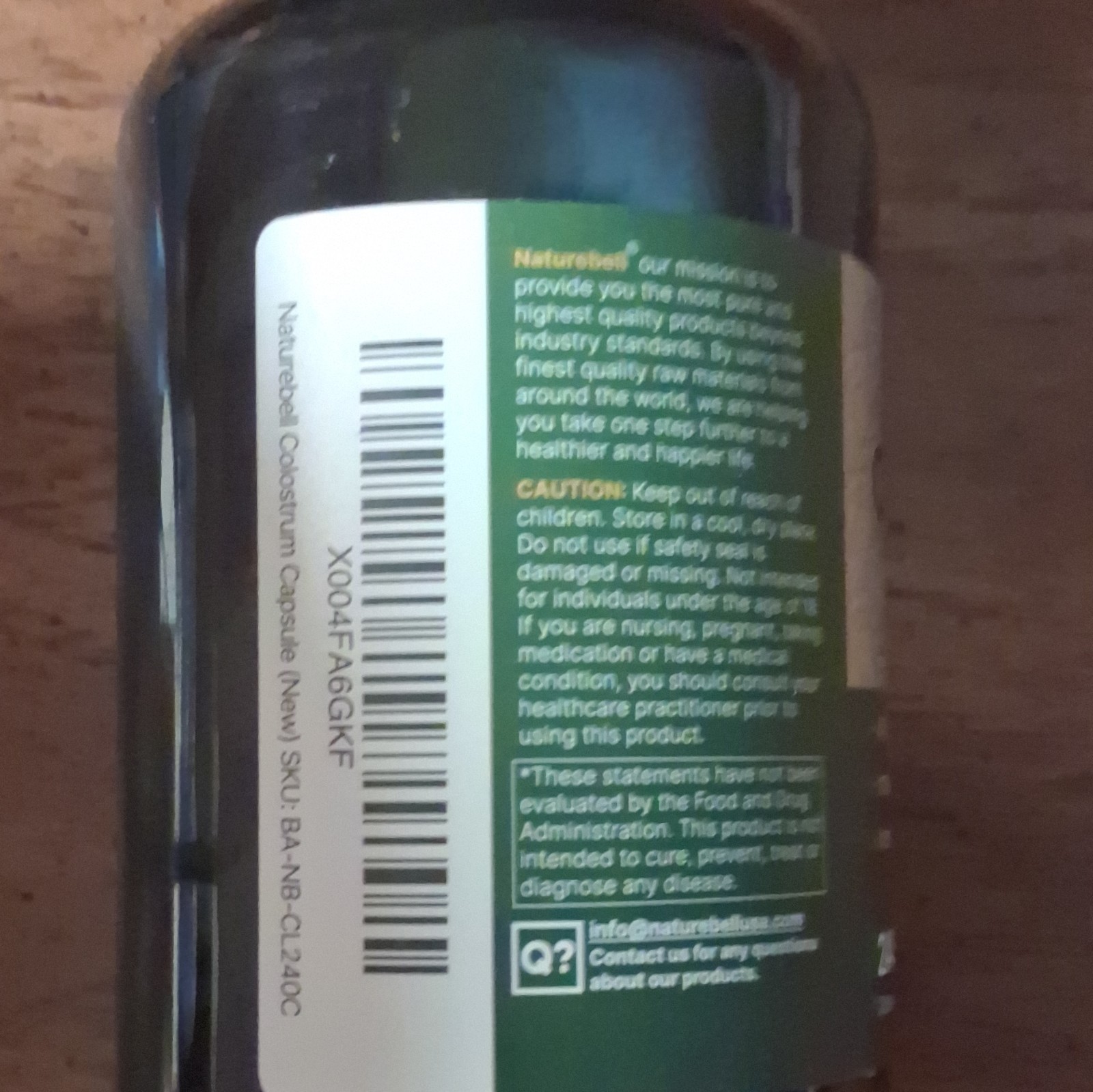 NatureBell Colostrum 1000mg Immune Support Capsules 240ct Gluten-Free GMO