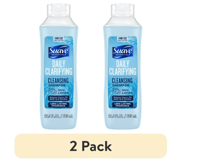 Suave Essentials Daily Clarifying & Cleansing Shampoo, 22.5 fl oz (2 pack)