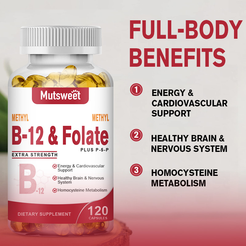 Methyl Folate Capsules, Methylated Multivitamin for Women & Men w/Vitamin B12 B6