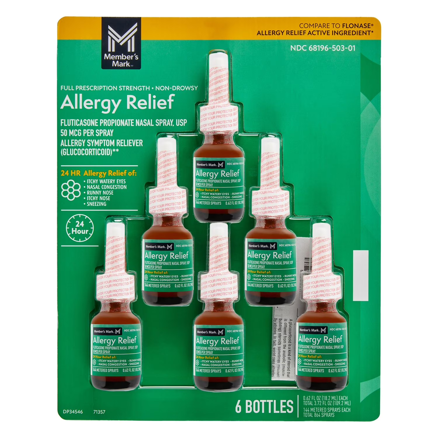 Members Mark Fluticasone Propionate Nasal Spray, 6-Pack, 0.54 fl oz Bottle 12/27