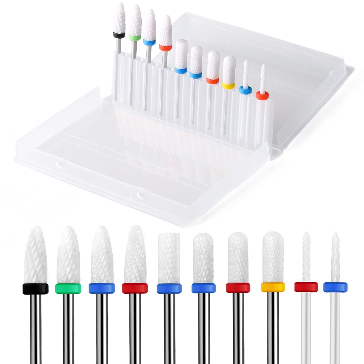 ERUIKA 10Pcs Ceramic Nail Drill Bits，3/32 Bits Set for Acrylic…