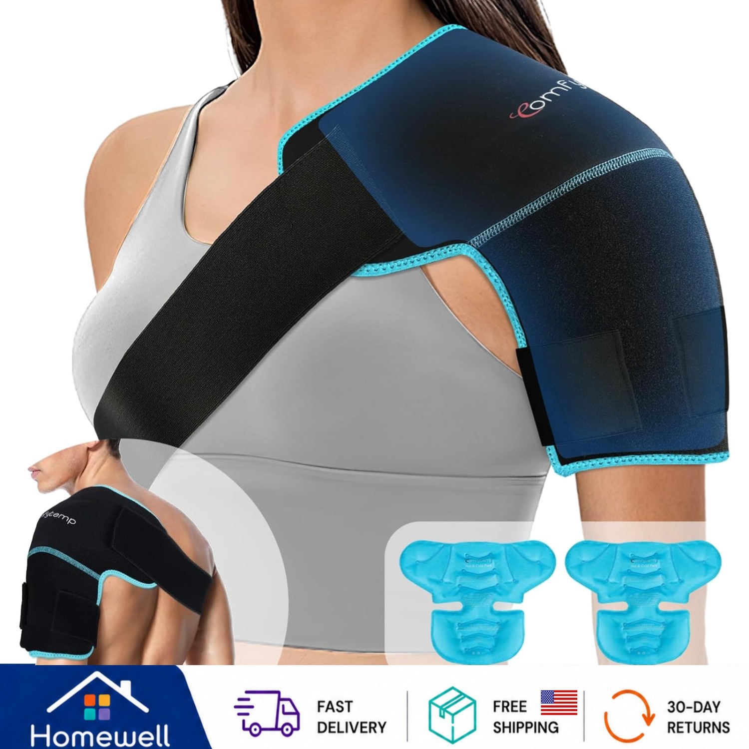 Reusable Shoulder Ice Pack Brace with Adjustable Fit & Long-Lasting Relief