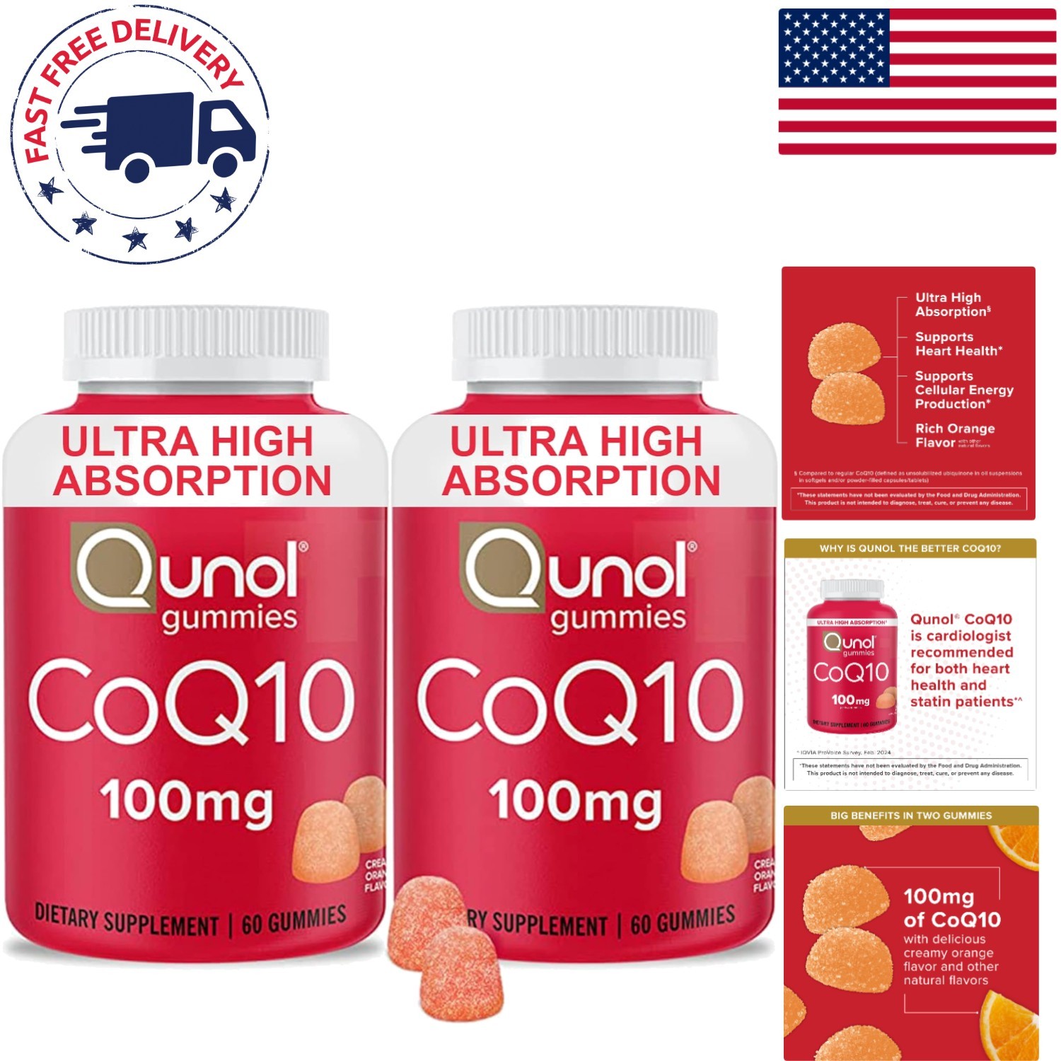 Delicious Gluten-Free CoQ10 Gummies 100mg – Energizing Heart Support, 120 Count