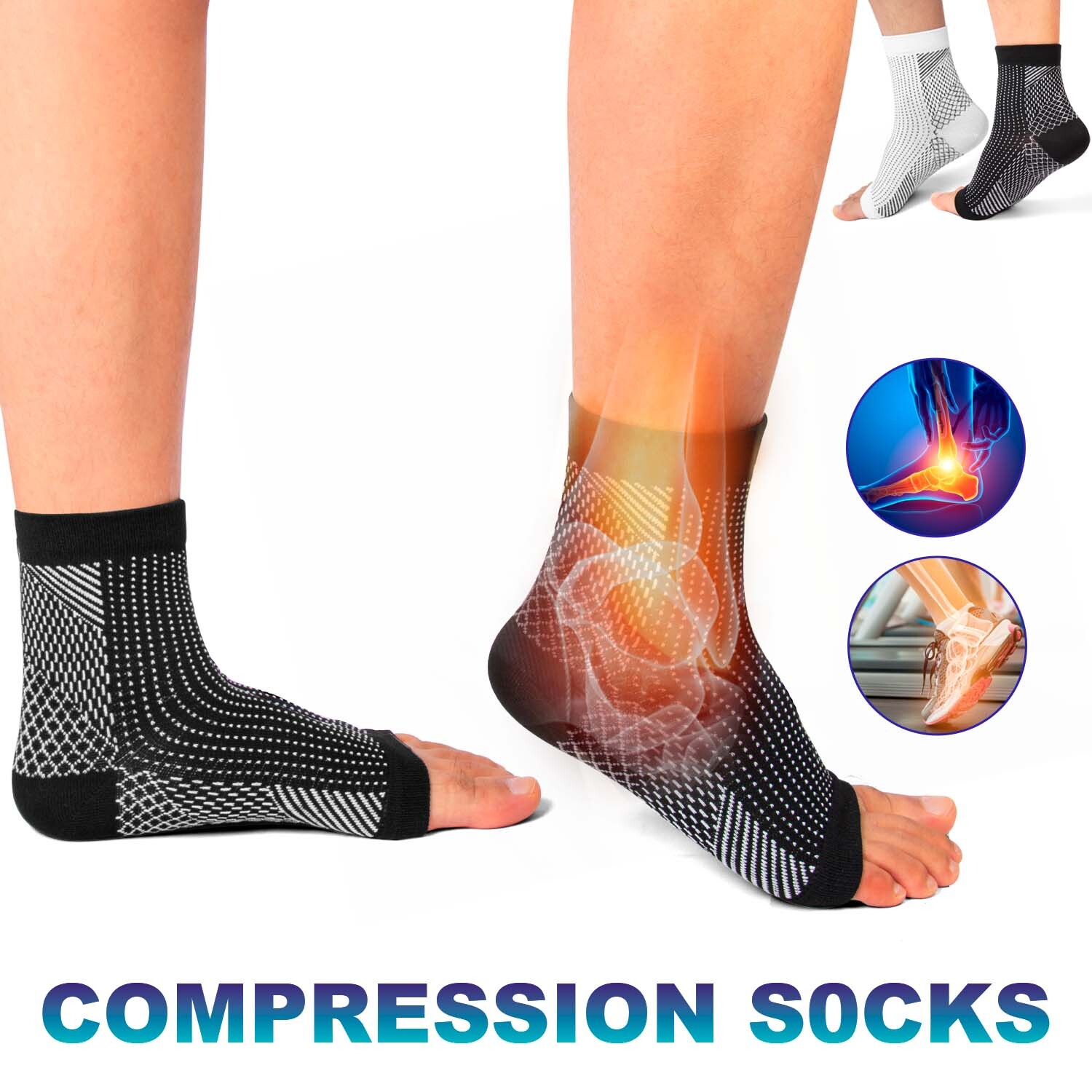 Nylon Ankle Support Brace Compression Sleeve Socks Elastic Foot Pain Relief USA