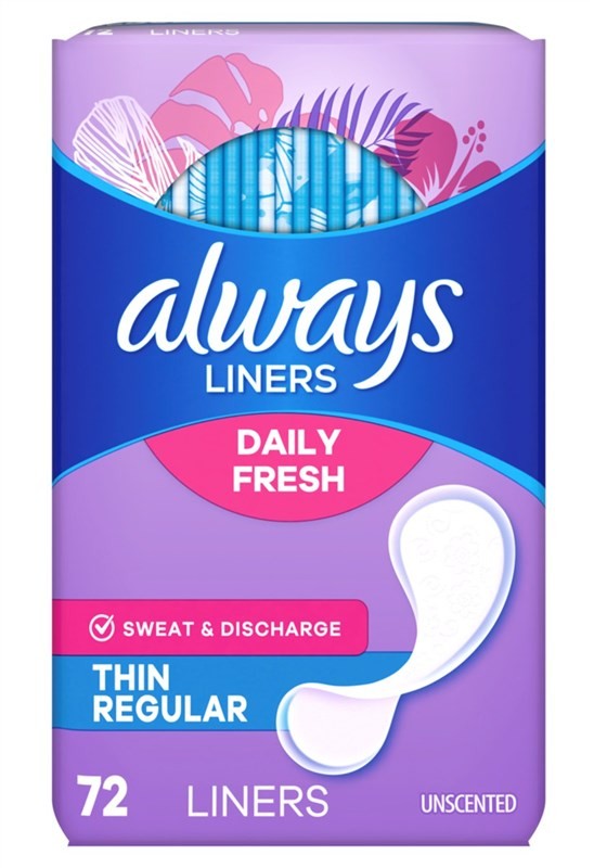 Always Daily Fresh Thin Liners Regular 72 Count Unscented