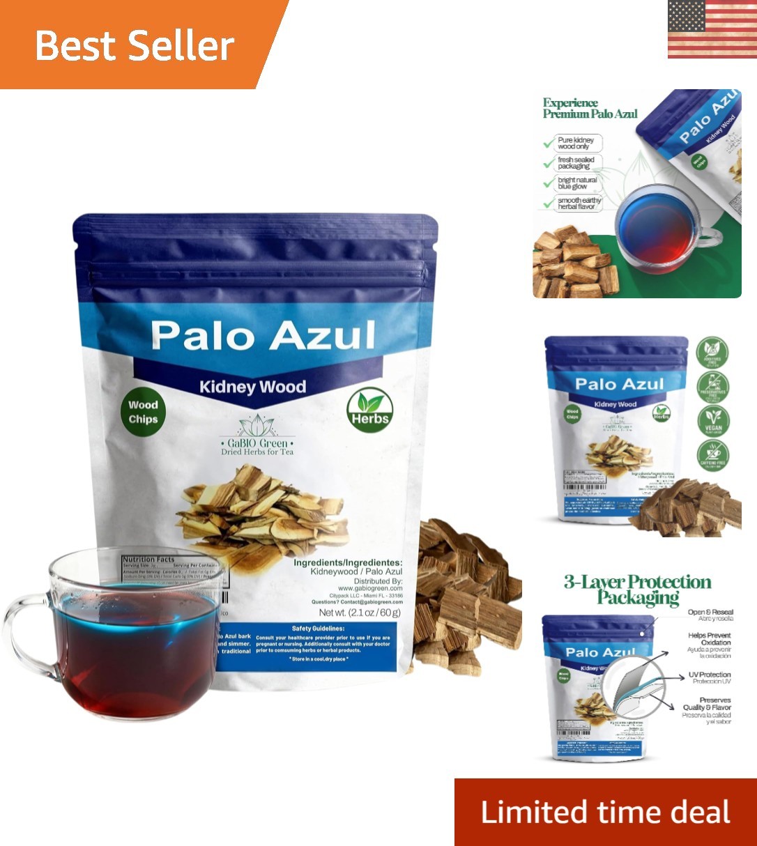 100% Natural Palo Azul Bark Tea – 2.1oz, Perfect for Hot or Cold Brews