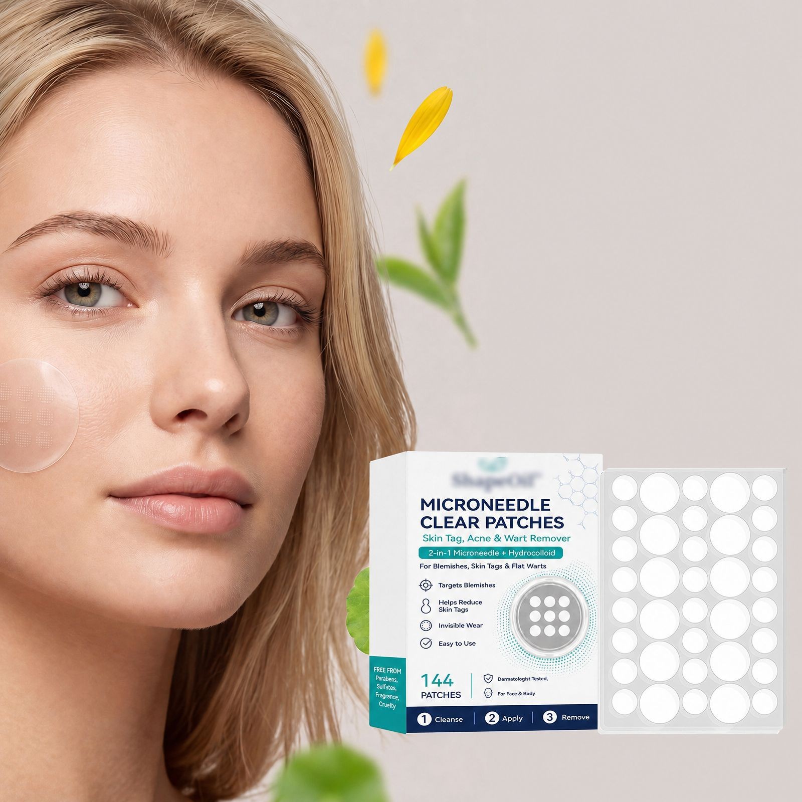 144Patches MICRONEEDLE CLEAR PATCHES For Skin Tag, Acne & Wart Remover