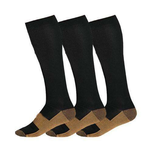 (3 Pairs) Compression Socks Hg Knee High Copper Mens / Womens S-XXL USA