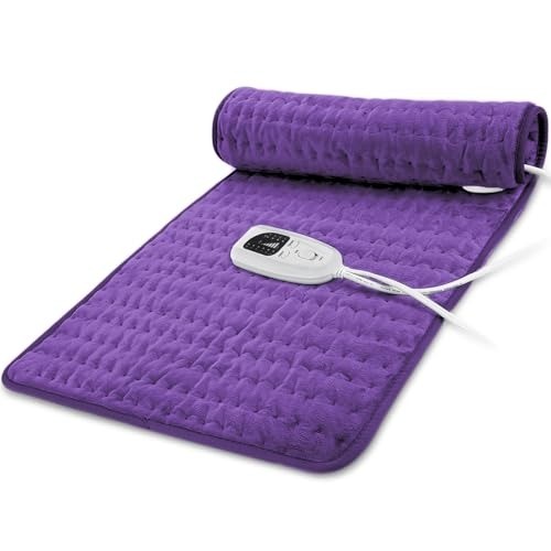 Lap-Sized Electric Heating Pad, Dark Purple, with 6 Heat Levels & Auto Shut Off