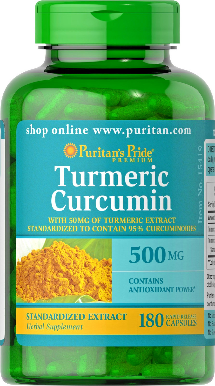 Puritan’s Pride Turmeric Curcumin 500 mg – 180 Capsules x 2 Bottles exp 08/27