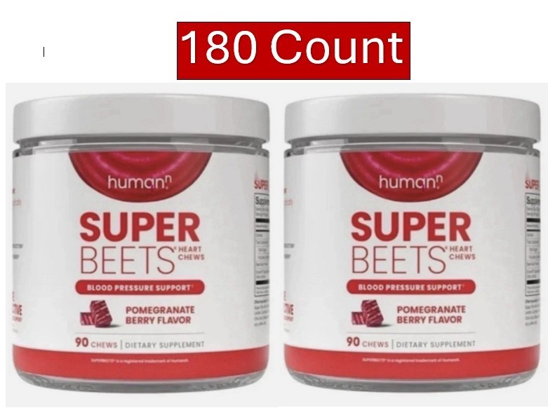 HumanN SuperBeets Heart Chews Pomegranate 180 Chews 90 Count Each X2