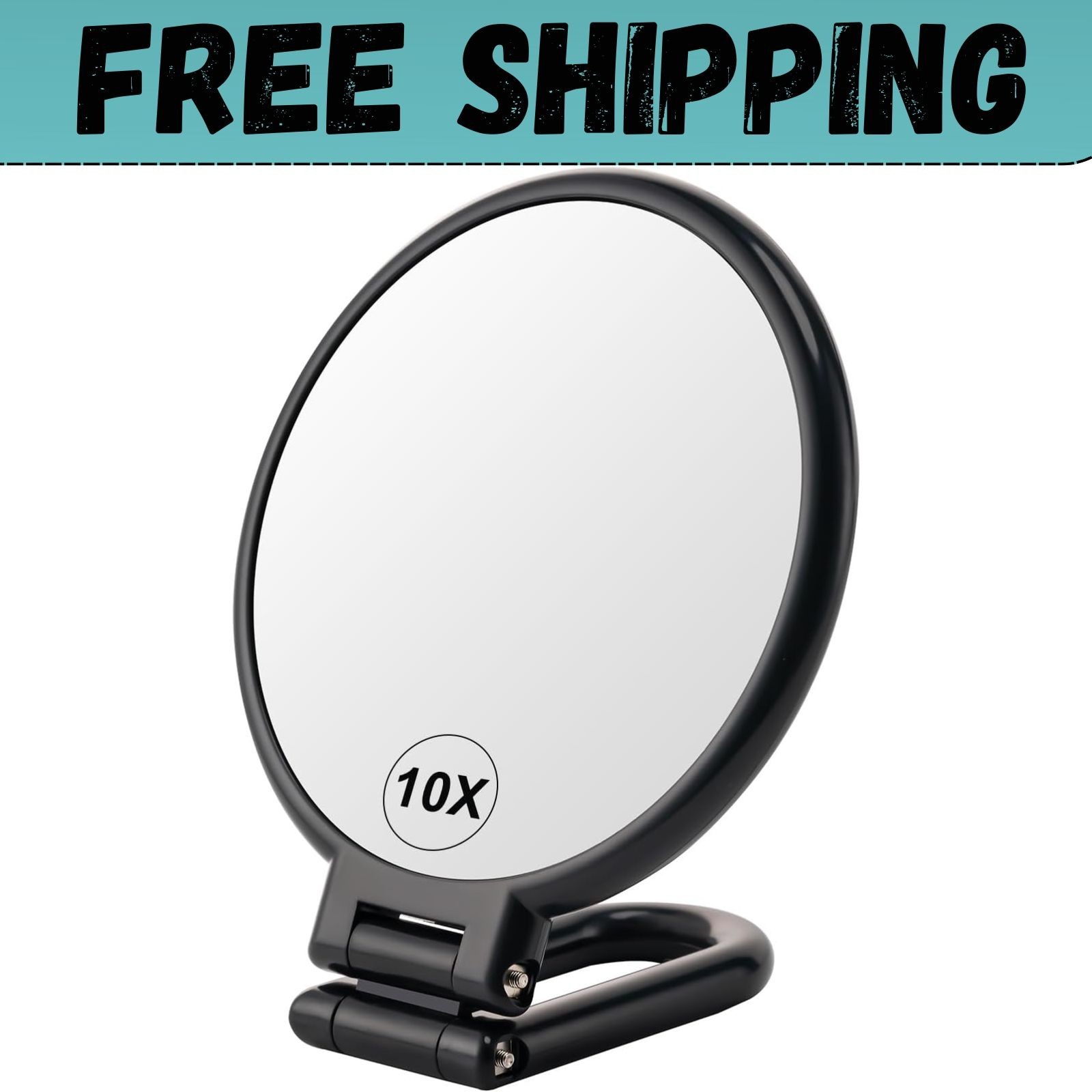 1X/10X Magnifying Handheld Mirror Double Sided, Foldable Travel Makeup Mirror, A