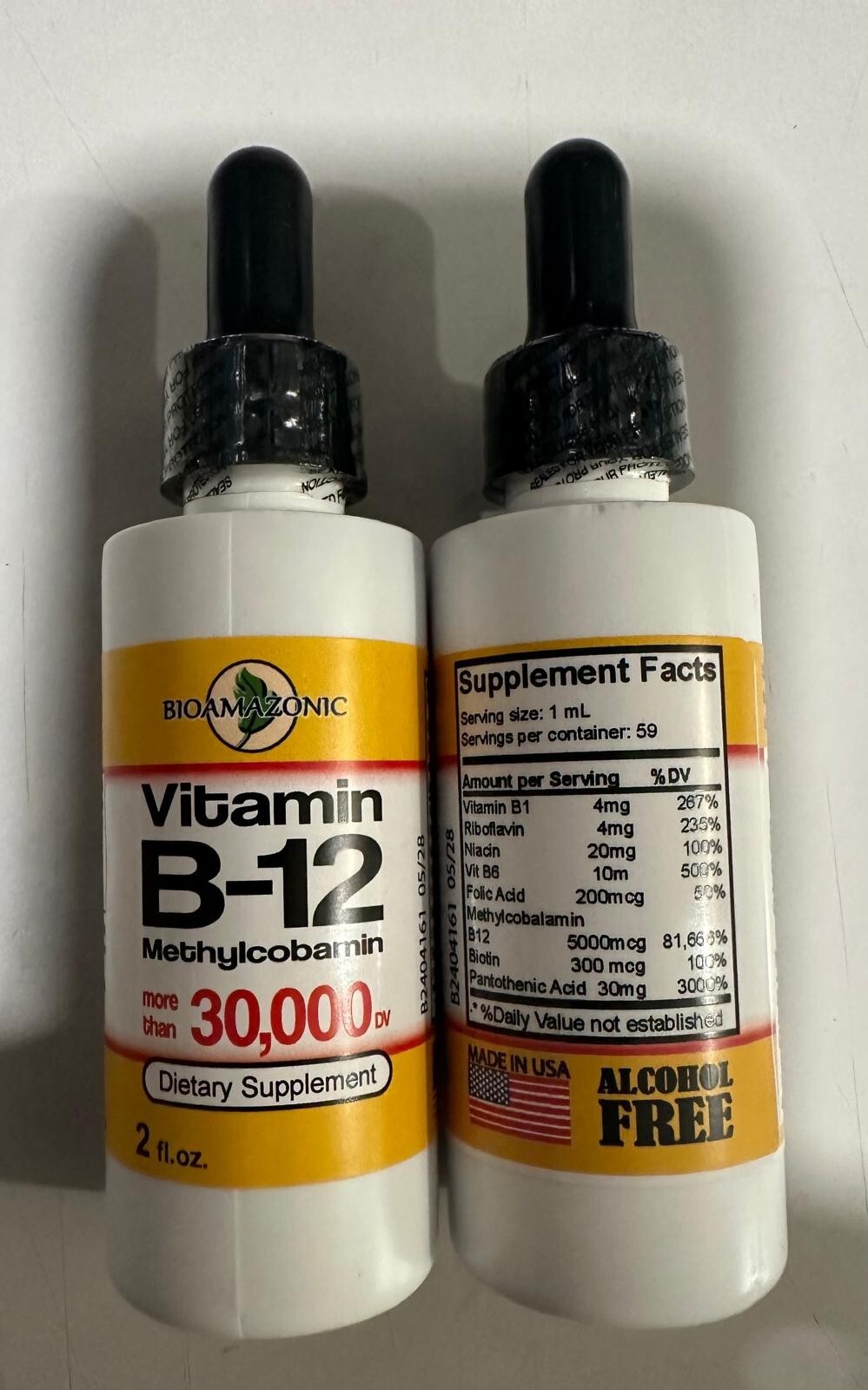 2 Vitamin B complex 30,000 high potency B1,B2,B3,B5,B6,B7,B12,Biotin Folic Acid