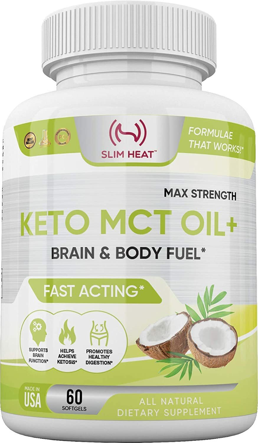 Keto MCT Oil Capsules with C8 & C10 – Ketosis Brain, Body Fuel for Women and Men