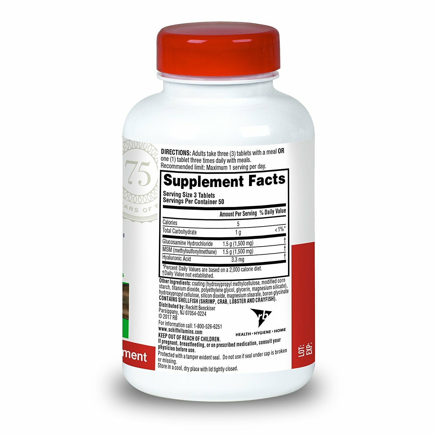 Schiff Glucosamine Plus MSM and Hyaluronic Acid Coated Tablets 1500mg 150 Count