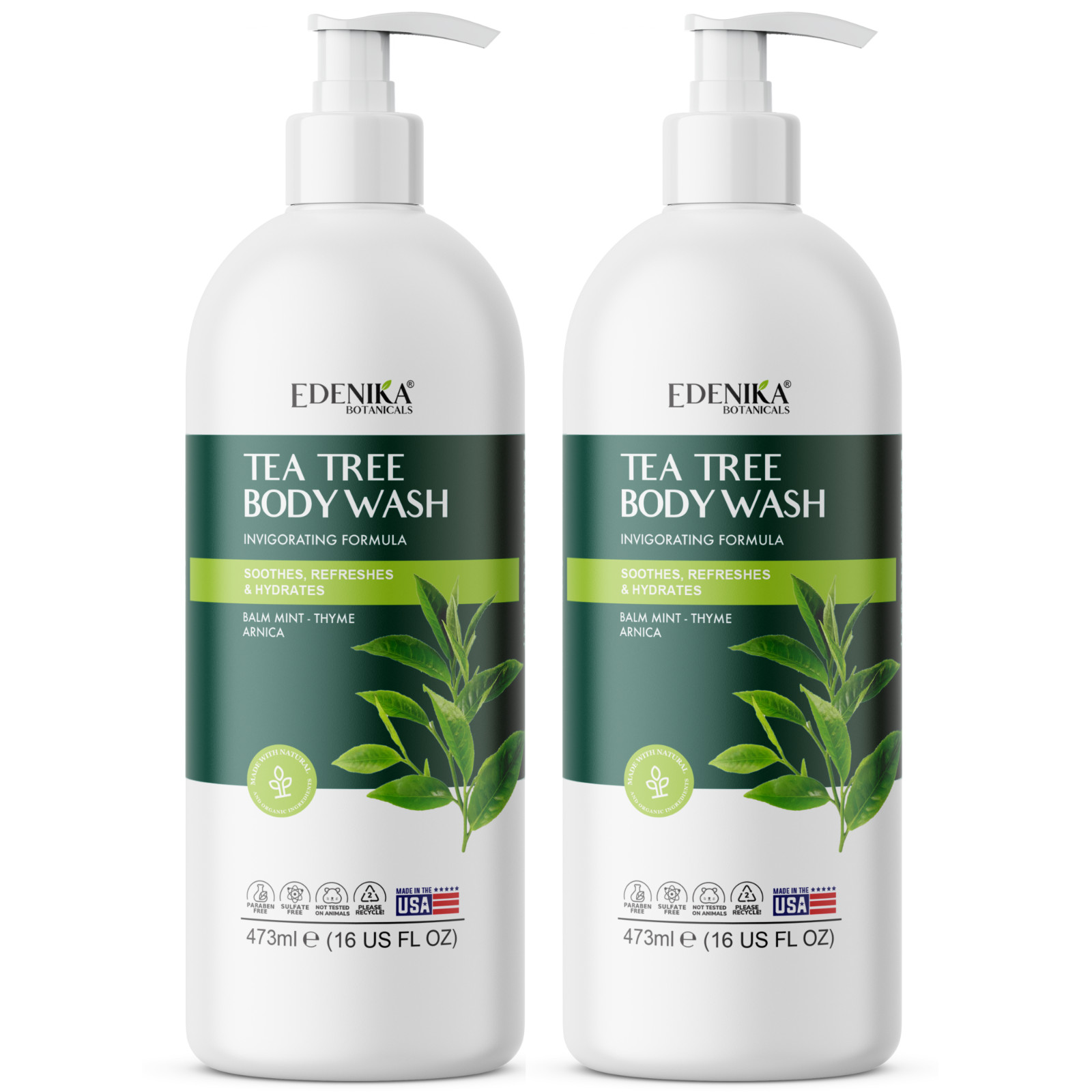 Edenika Tea Tree Body Wash 2-Pack – Natural Antifungal Deep Cleansing Body Wash