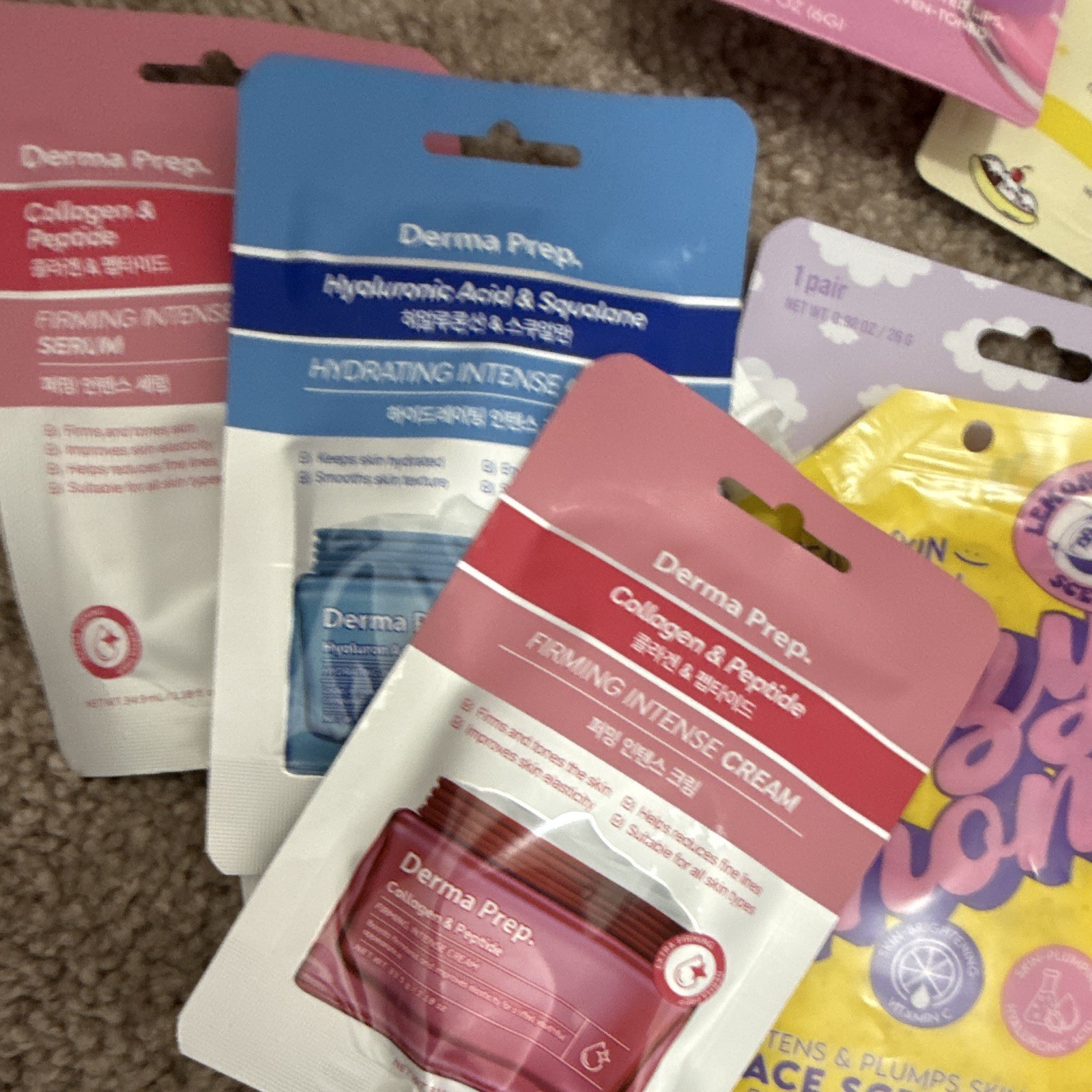 Assorted Sample Size Hydrating Skincare Lot: Derma Prep Masks & Retinol Eye Pads