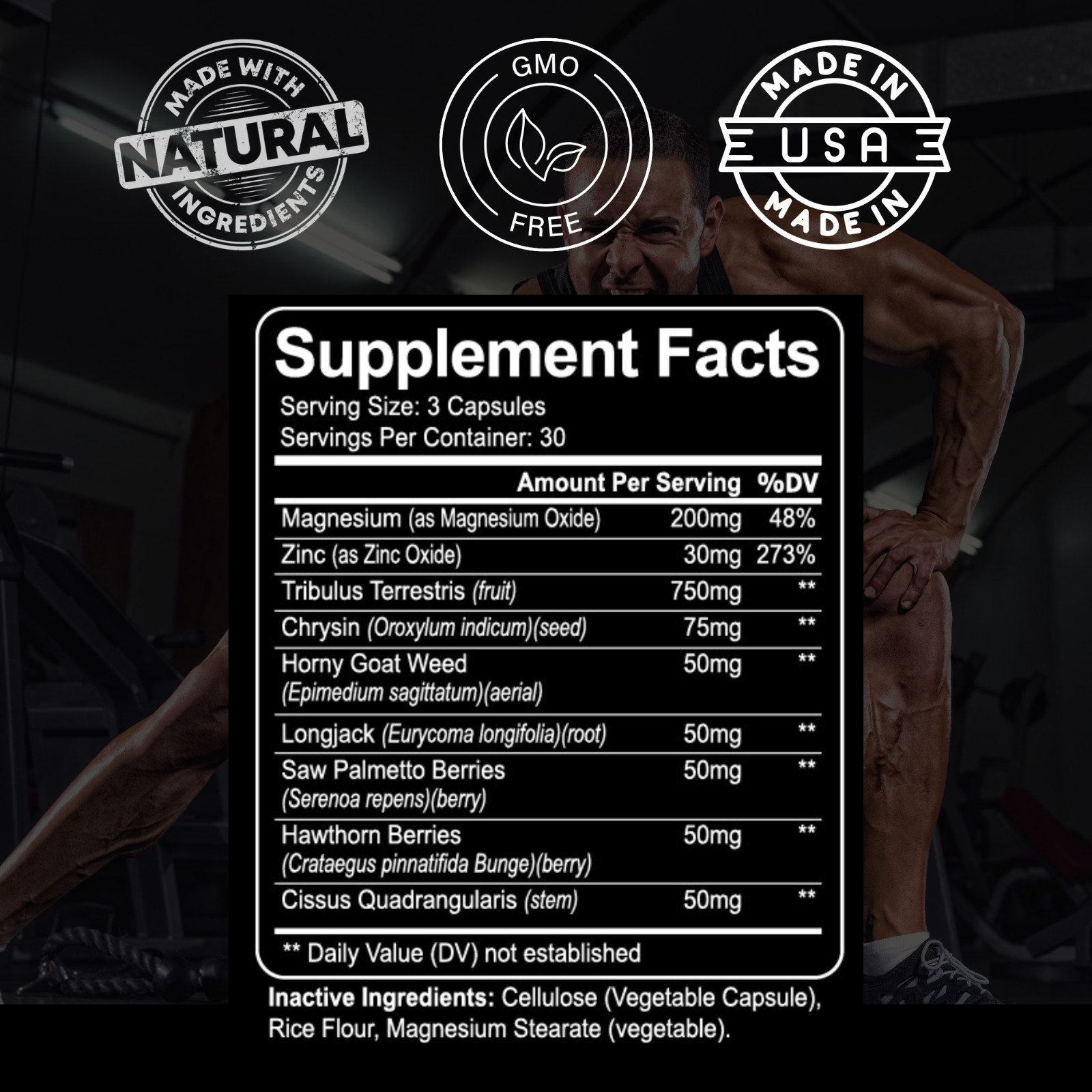 Natural Testosterone Booster 90ct Increase Energy Improve Muscle Strength Growth