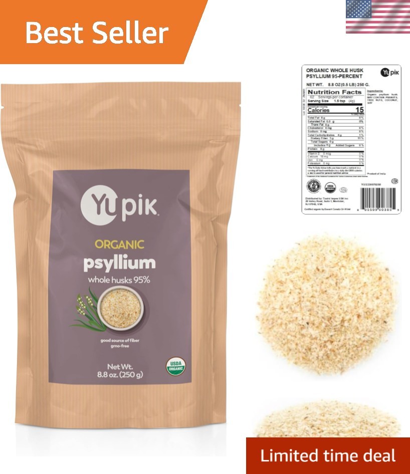 Soluble Fiber Source: Organic Whole Husk Psyllium 8.8 Oz – Sugar & Fat Free