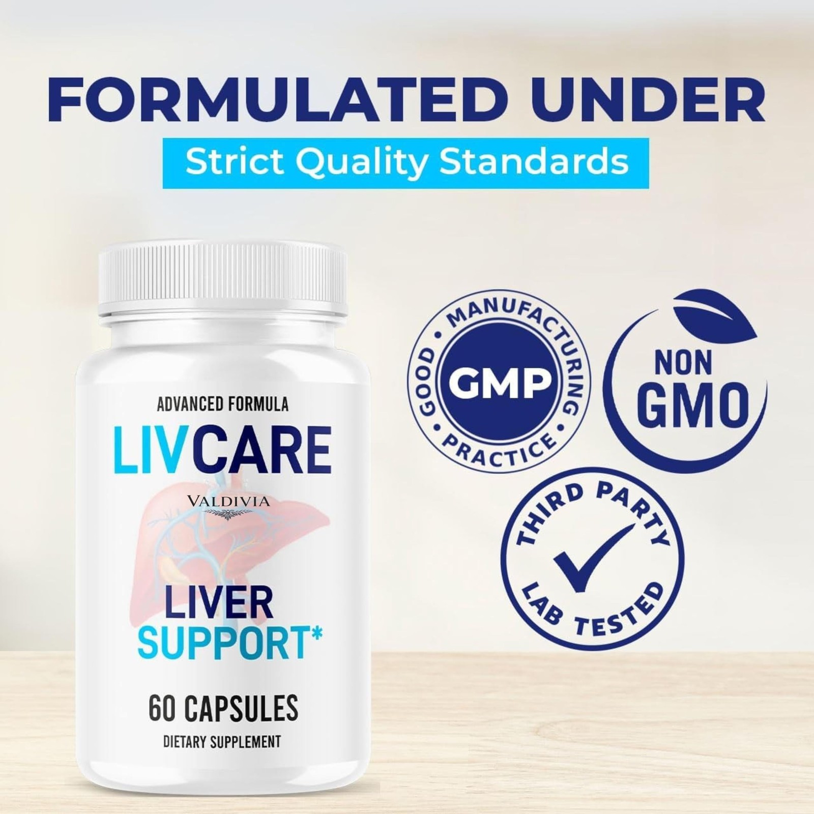 LivCare Liver Health Support Supplement Capsules Detox Natural 1 Pack 60Ct