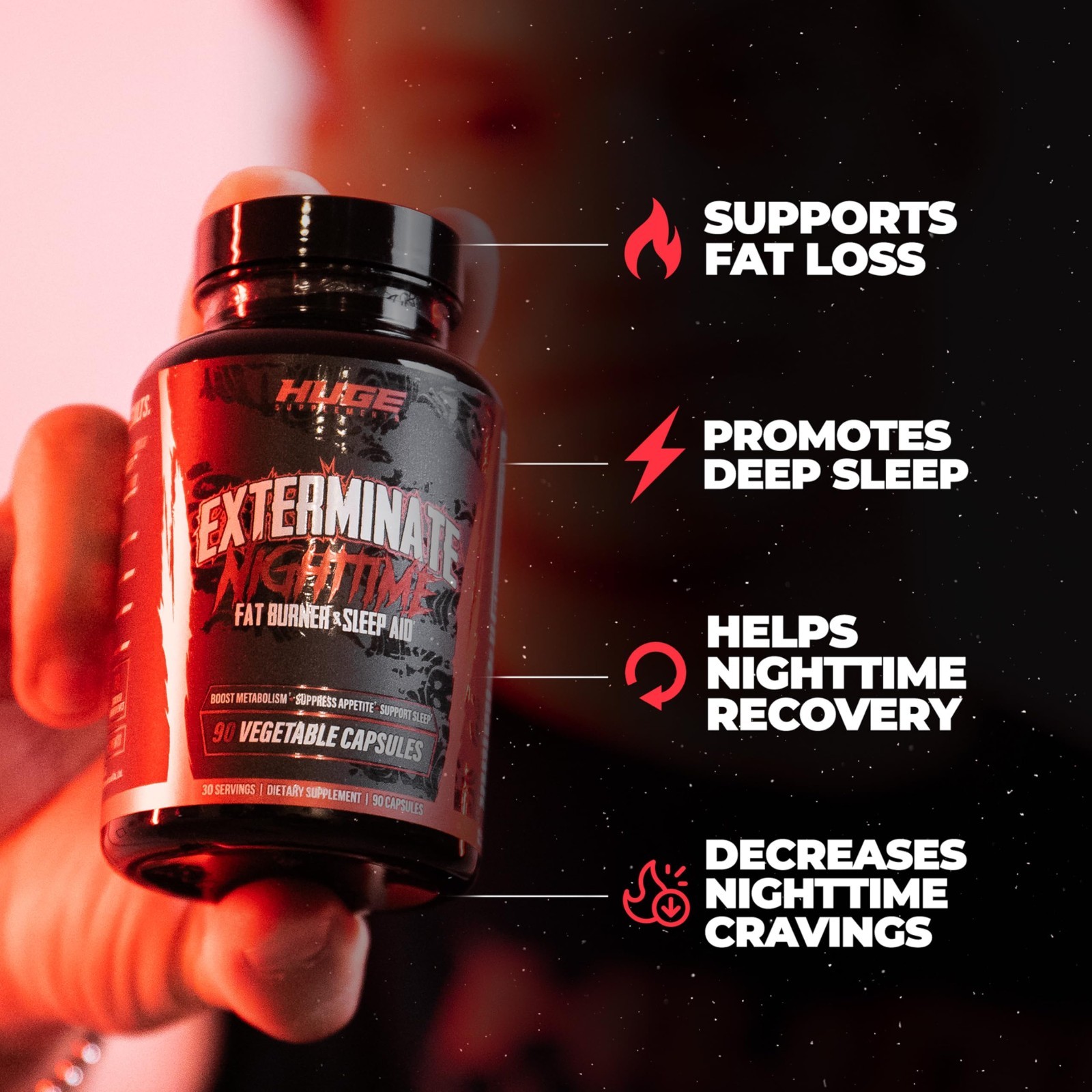 Night Time Fat Burner & Sleep Support – Boost Metabolism, Reduce Cravings, 10 In